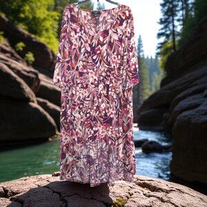 Cocomo 3X Plus Size Floral Short Sleeve Hi-Low Plum Pink Dress